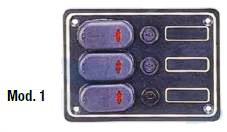 Panel de control con portafusibles aluminio negro. Interruptores con LED.