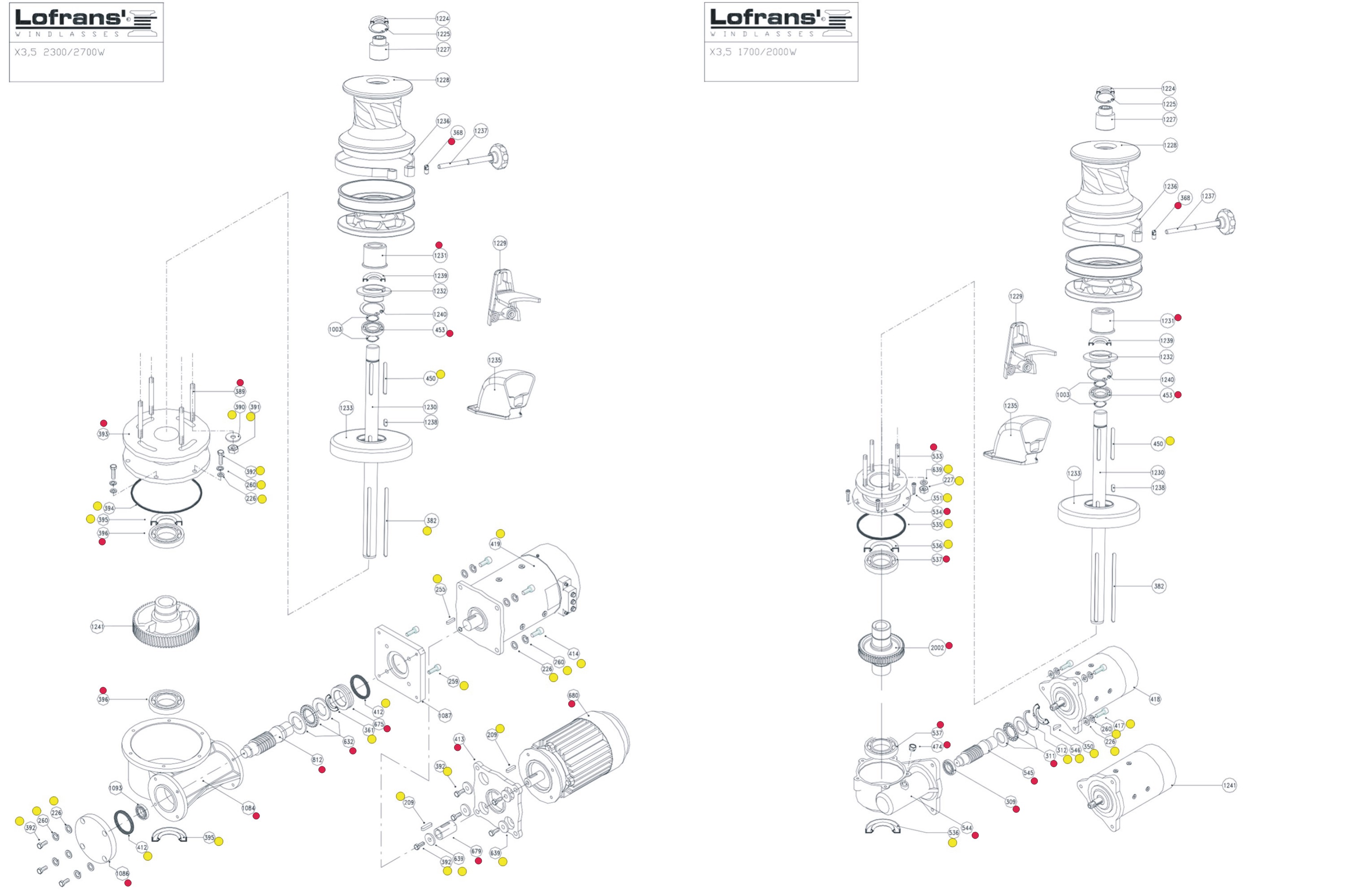 Lofrans X3.5 windlass spares