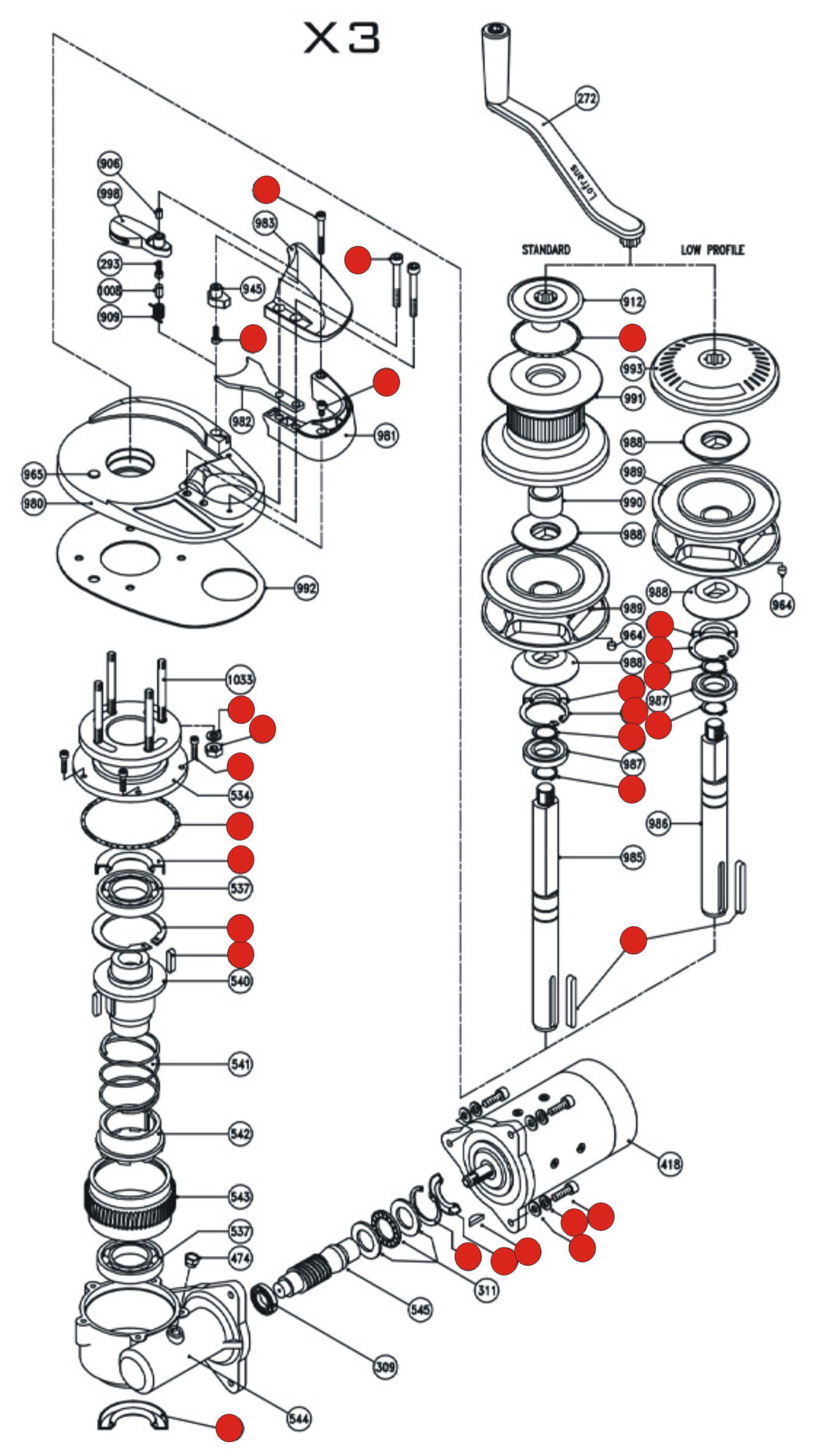 Lofrans X3 parts list